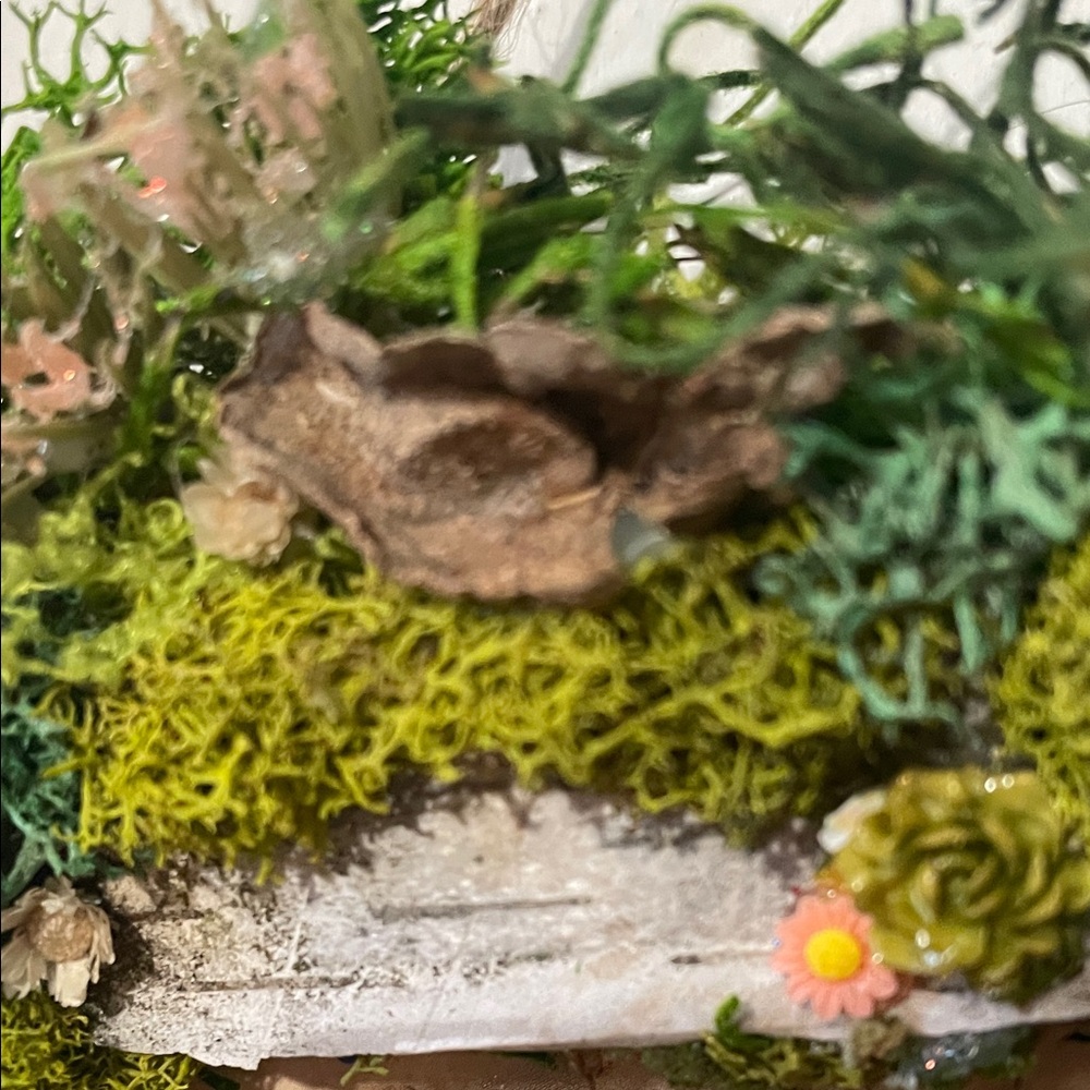 Enchanted Mushroom Wall Decor Green Accent handcrafted border moss Forest nature - Picture 2 of 16